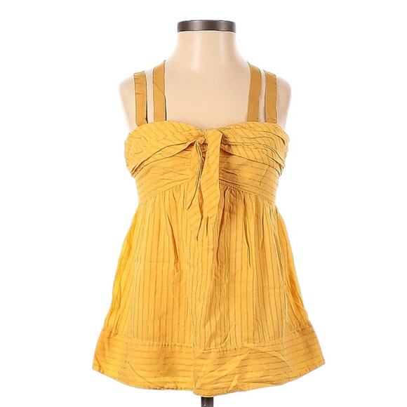 Marc by Marc Jacobs Blouse Tank Top Yellow Striped Tie Front Sleeveless Womens 0 - Picture 1 of 13